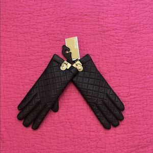 NWT Michael Kors genuine leather quilted gloves , L